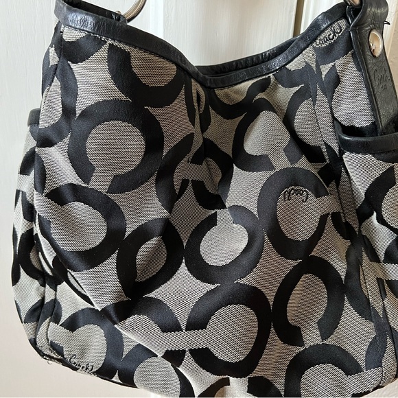 Coach Black and Gray Shoulder Bag with Signature Monogram - Picture 2 of 6